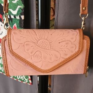 Pink Floral Embossed Women's Bag